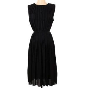 H&M Black Pleaded Tied Waist Dress Size S